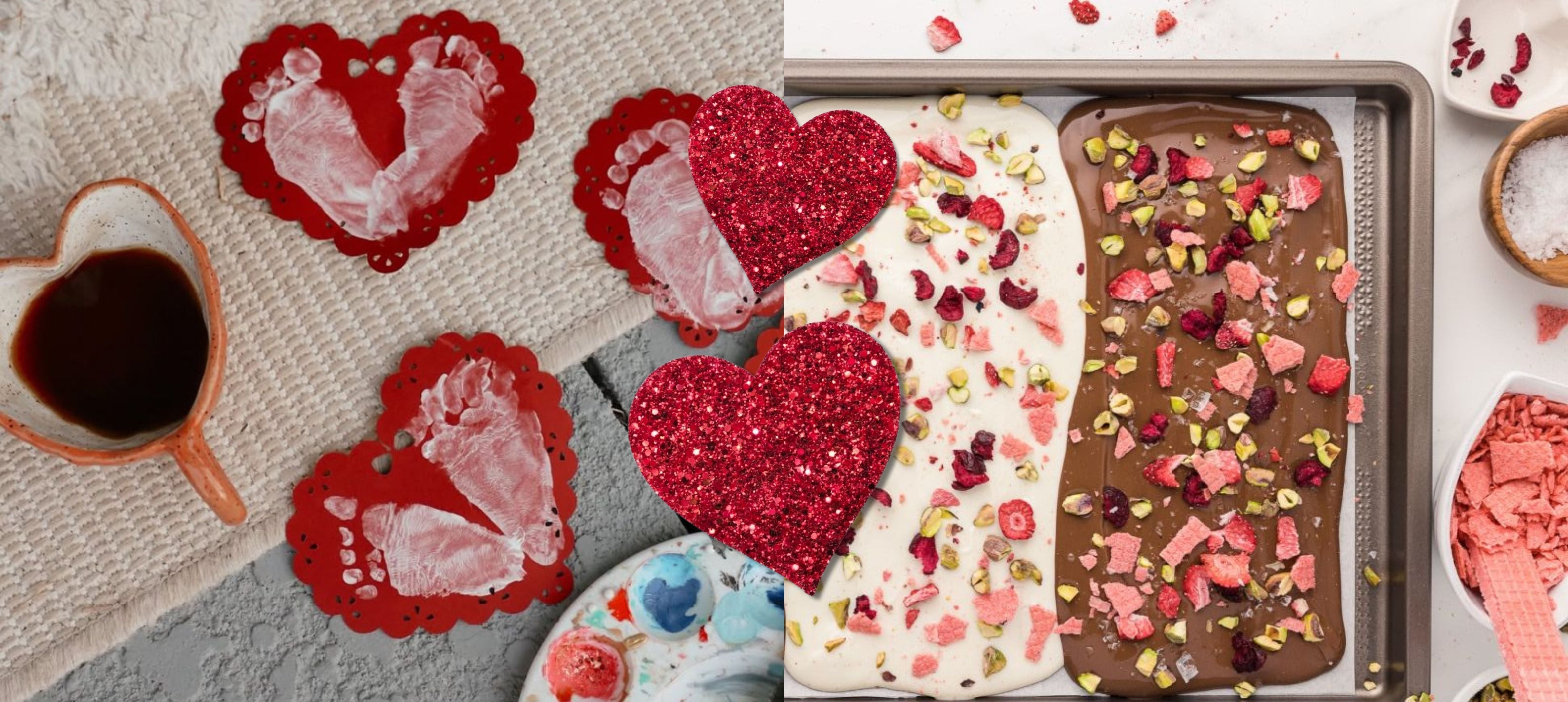 Easy Valentine’s Day Craft for Kids: Footprint Heart Keepsake and Strawberry Bark
