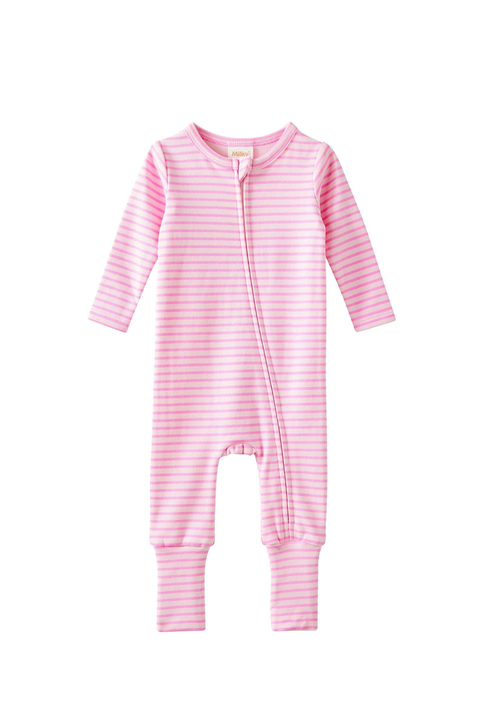 Tickled Pink Stripe Zip Romper