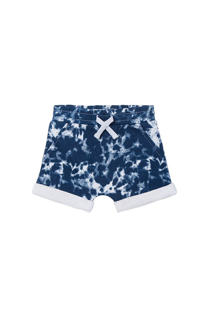 Blue Tie Dye Fleece Baby Short