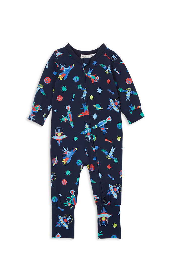 Space Bunny Zip Romper
