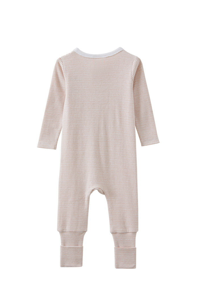 Mocha Stripe Zip Romper