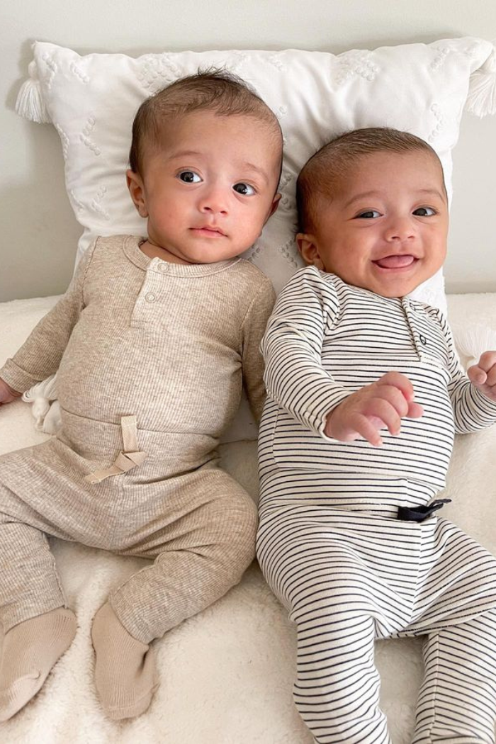 Oatmeal Stripe Bubbysuit and Pant Set