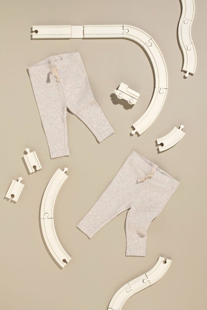 NATURAL MARLE RIB BABY PANT