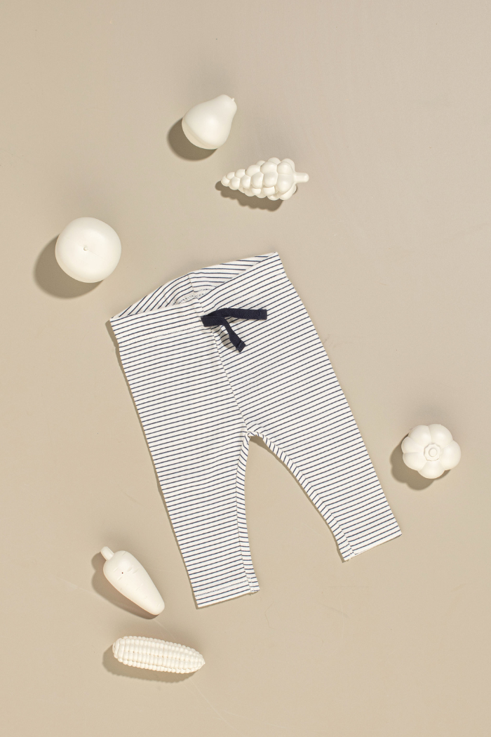OATMEAL STRIPE RIB BABY PANT