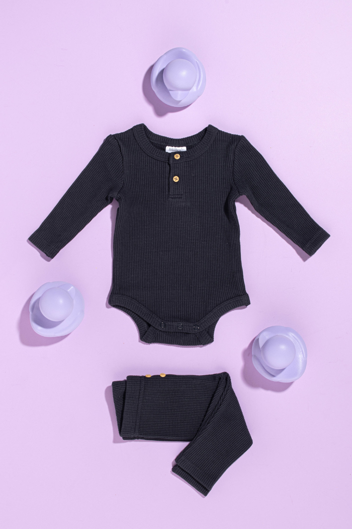 NAVY WAFFLE BABY PANT