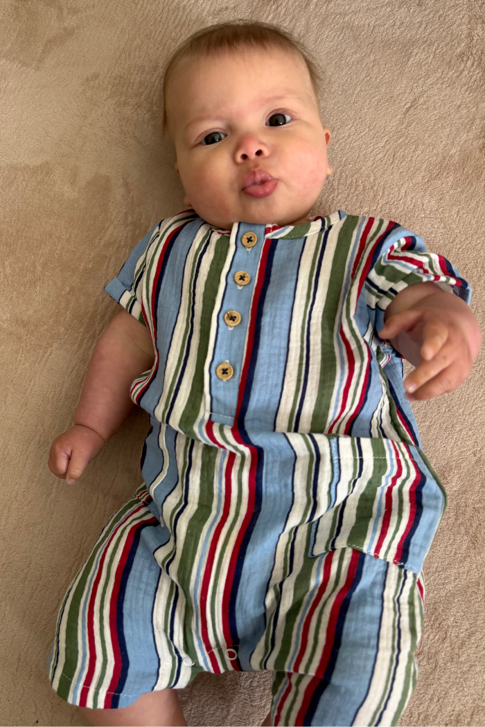 Crinkle Stripe Romper