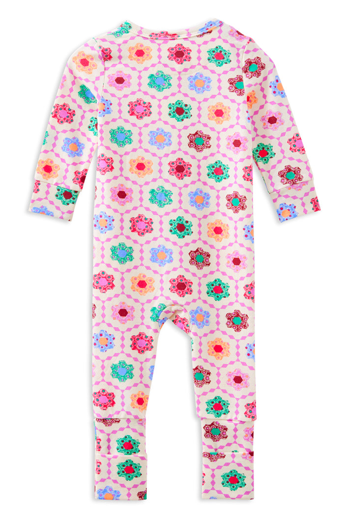 Honeycomb Bloom Zip Romper