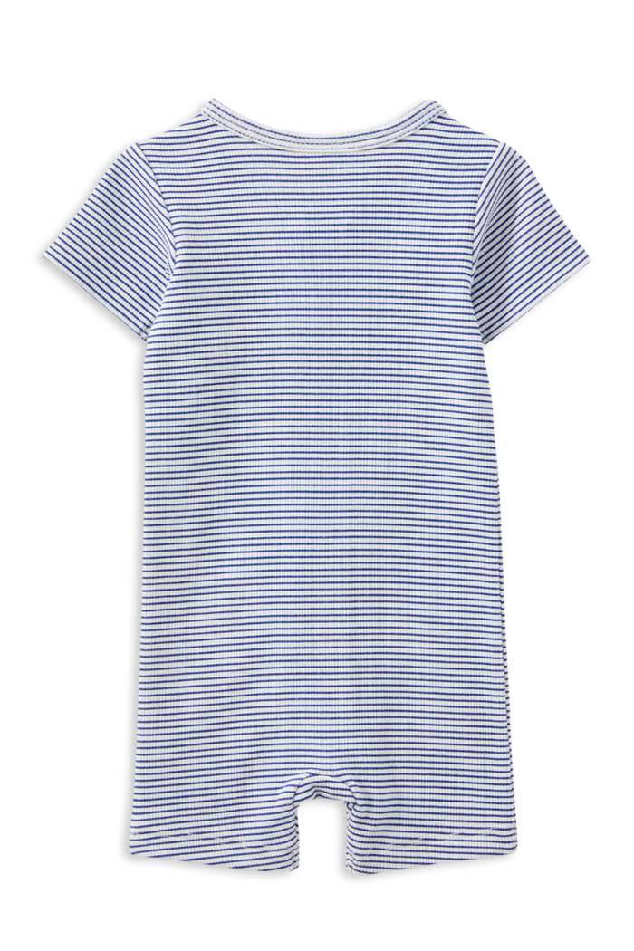 Blue Rib Zip Romper