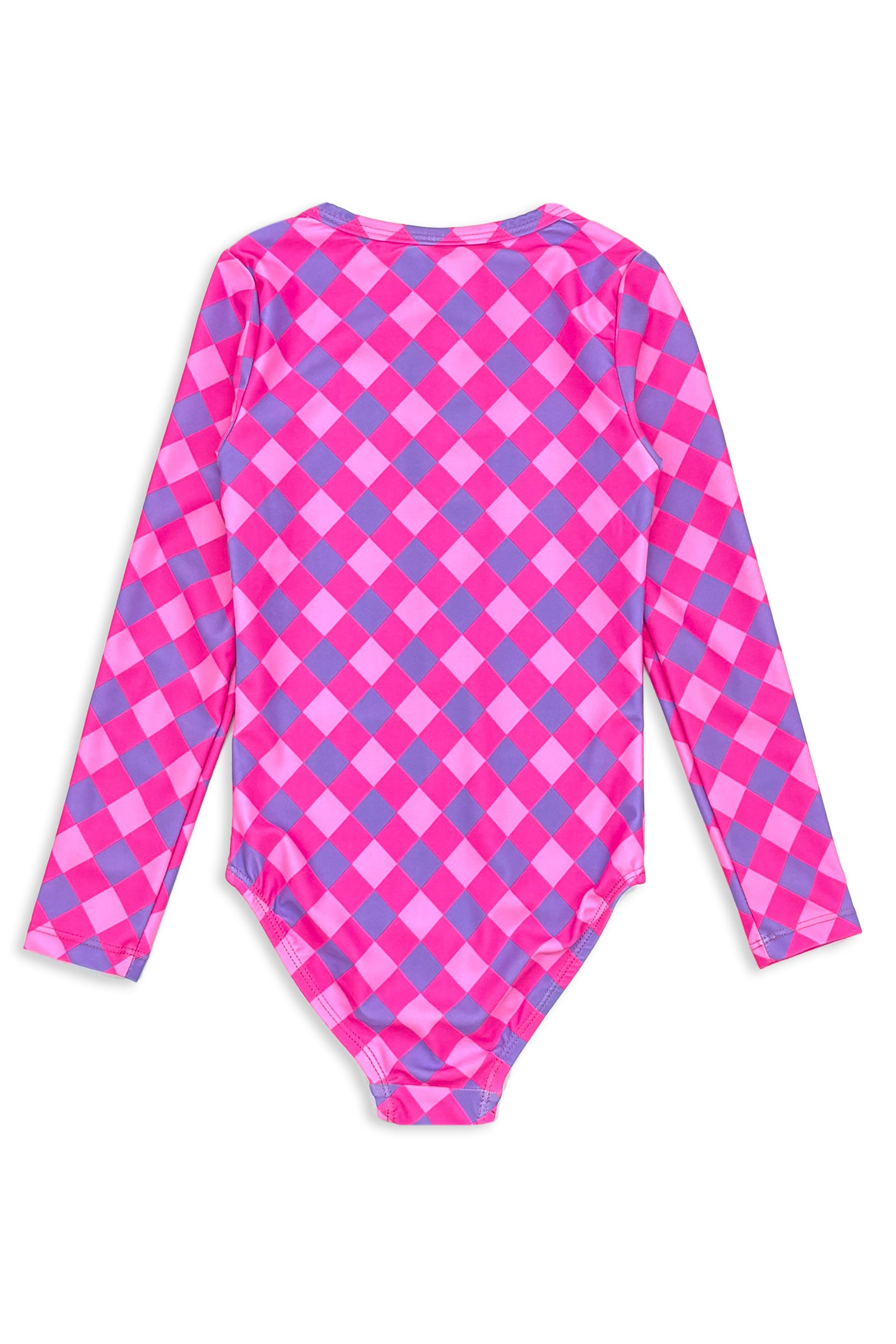 Lilac Check Long Sleeve Swimsuit