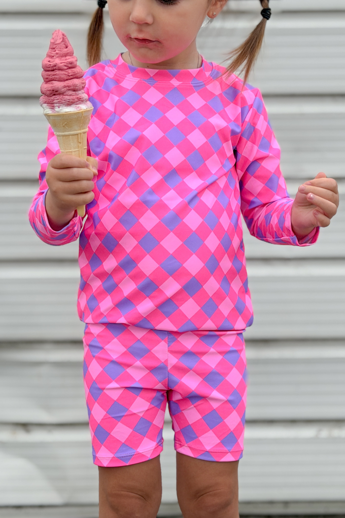 Lilac Check Rash Vest