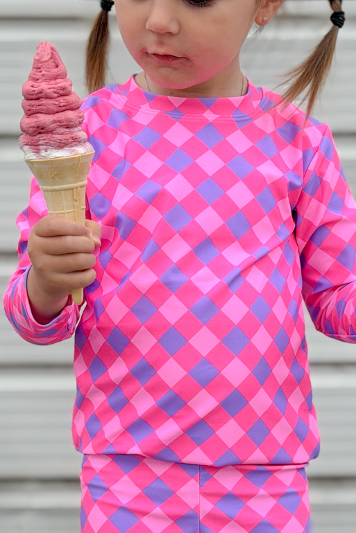 Lilac Check Rash Vest