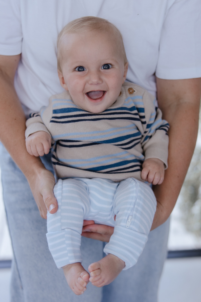 Mist Stripe Zip Romper