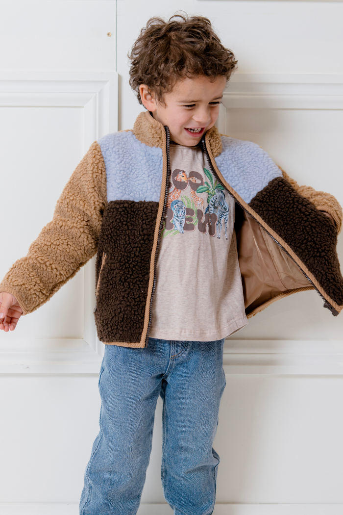 Colour Block Sherpa Jacket