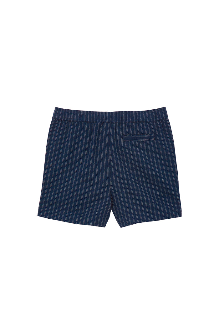 Navy Stripe Linen Short