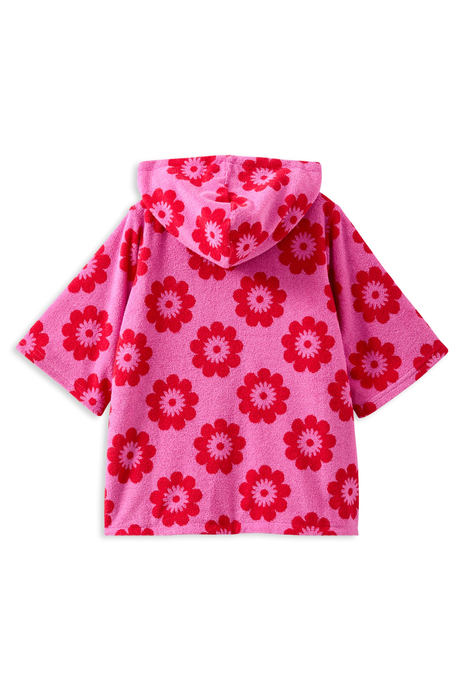 Red Floral Terry Towelling Cover Up