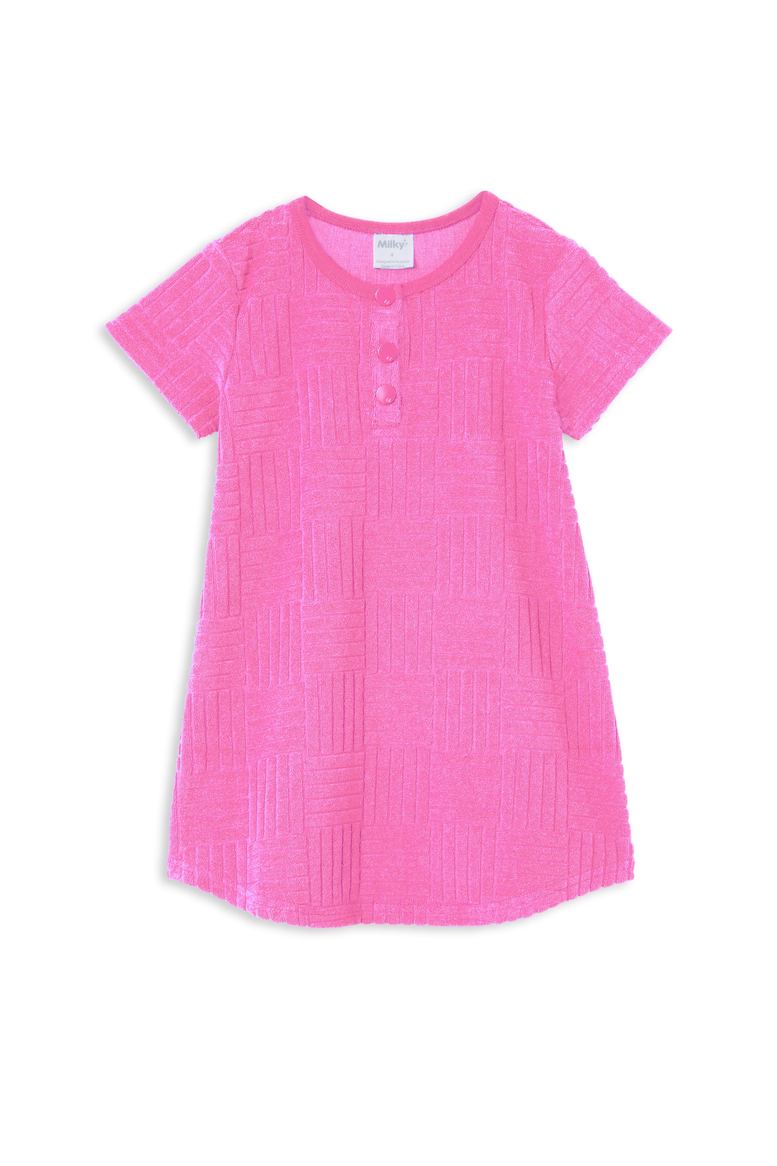 Check Pink Terry Towelling Dress