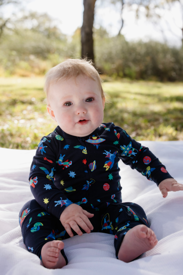 Space Bunny Zip Romper