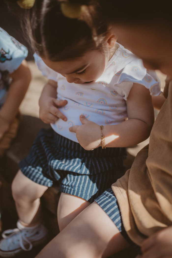 Navy Stripe Linen Short