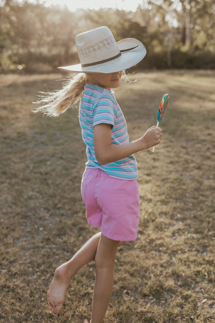 Lilac Stripe Rib Tee