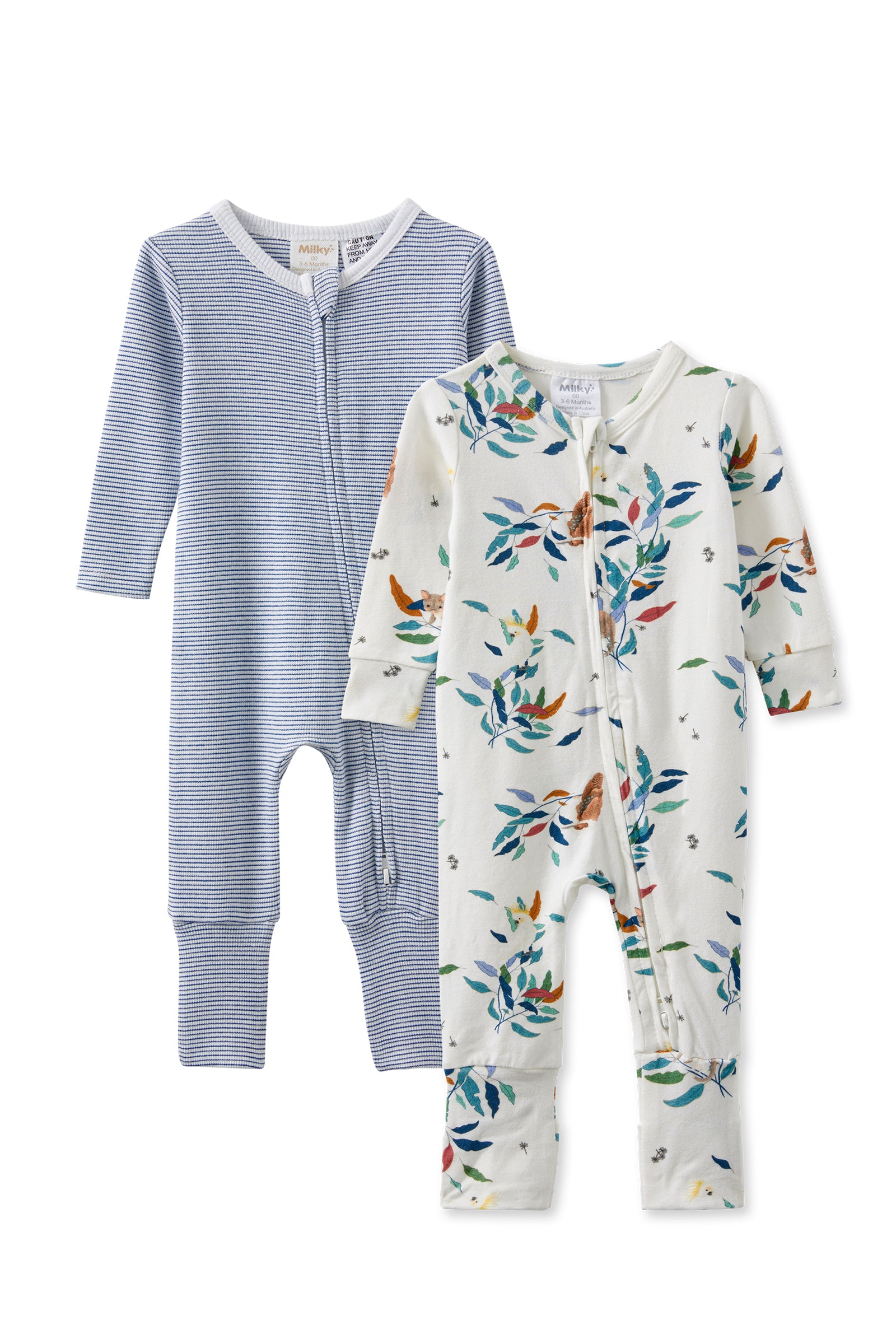 Eucalyptus & Blue Stripe Romper 2 Pack