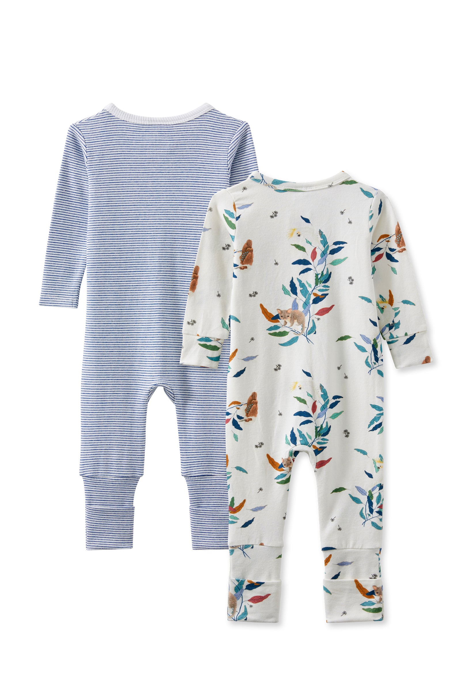 Eucalyptus & Blue Stripe Romper 2 Pack