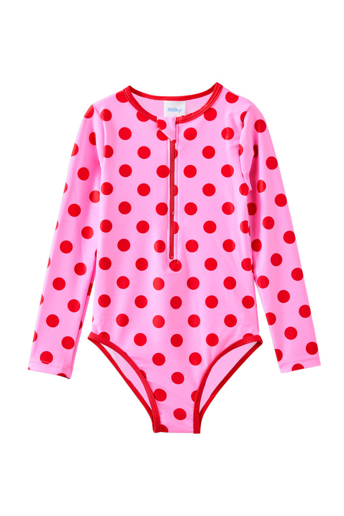 Polka Dot L/S Swimsuit