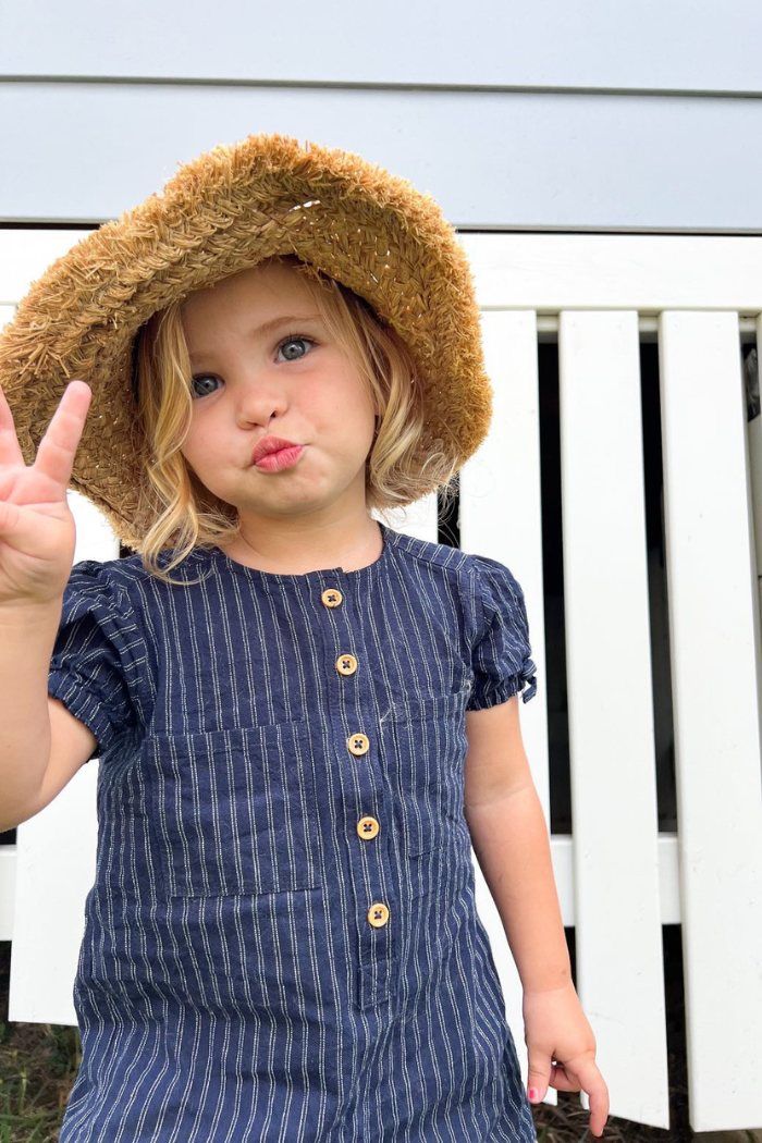 Navy Stripe Linen Playsuit