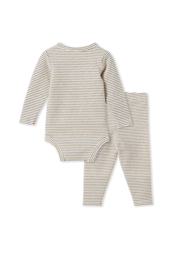 Oatmeal Stripe Bubbysuit and Pant Set