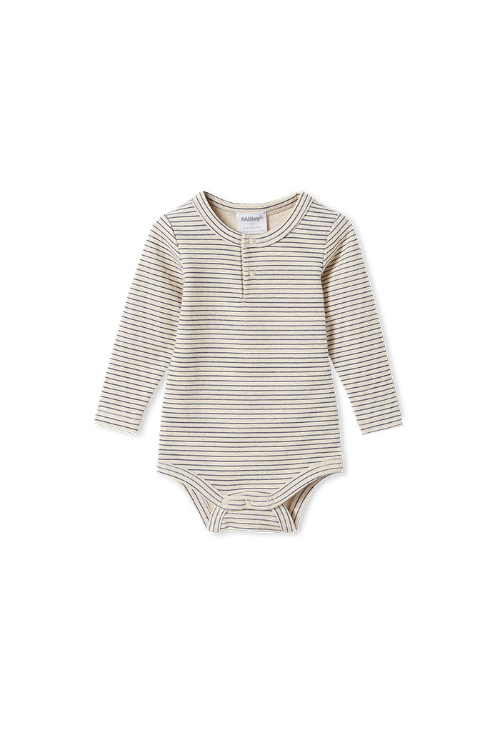 OATMEAL STRIPE RIB BUBBYSUIT