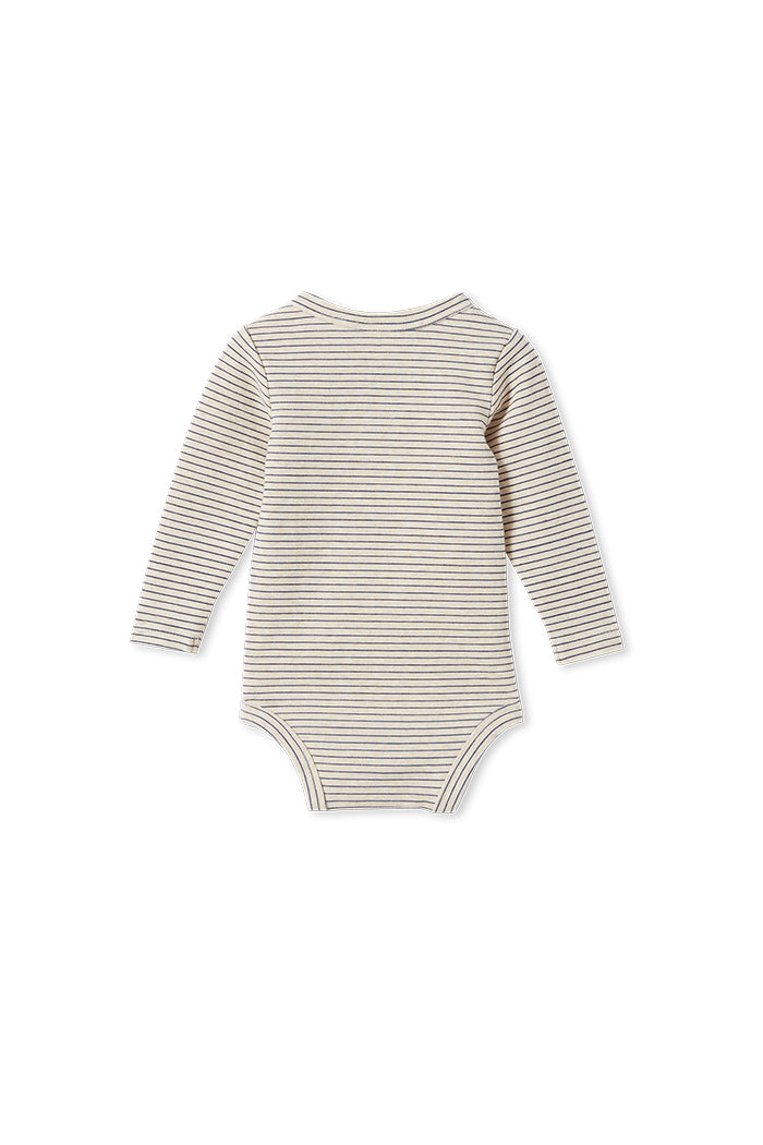 OATMEAL STRIPE RIB BUBBYSUIT