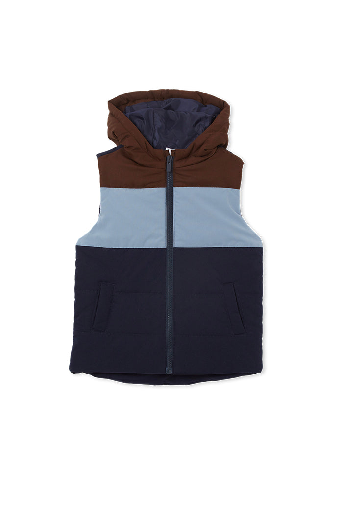 Panel Hooded Puffer Vest