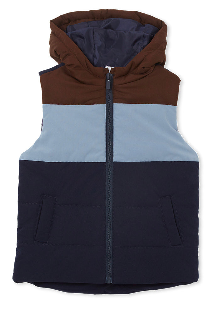 Panel Hooded Puffer Vest