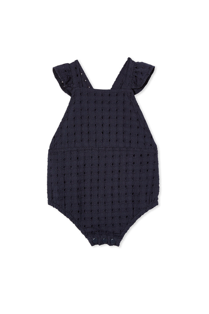 NAVY BRODERIE PLAYSUIT