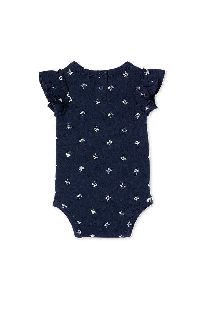 NAVY FLORAL RIB BUBBYSUIT