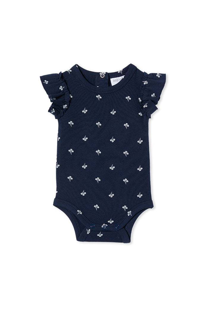 NAVY FLORAL RIB BUBBYSUIT