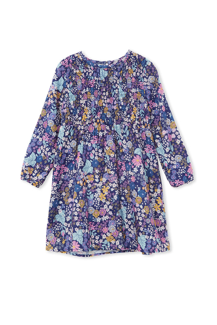 Winter Bouquet Shirred Dress