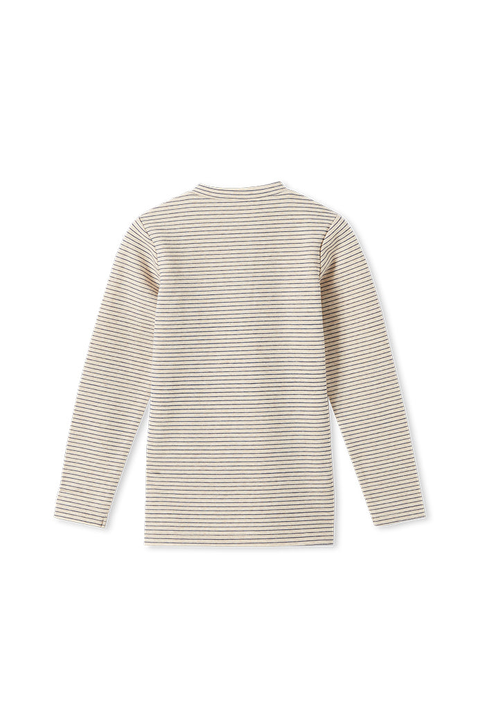 OATMEAL STRIPE RIB HENLEY