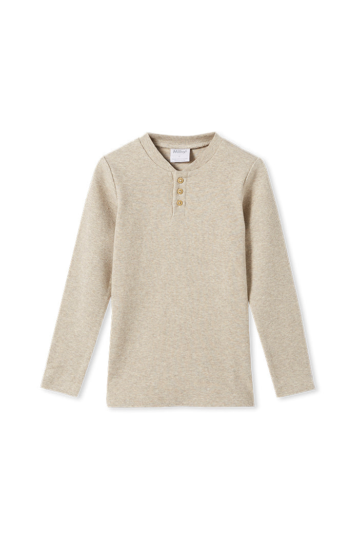 NATURAL MARLE RIB HENLEY