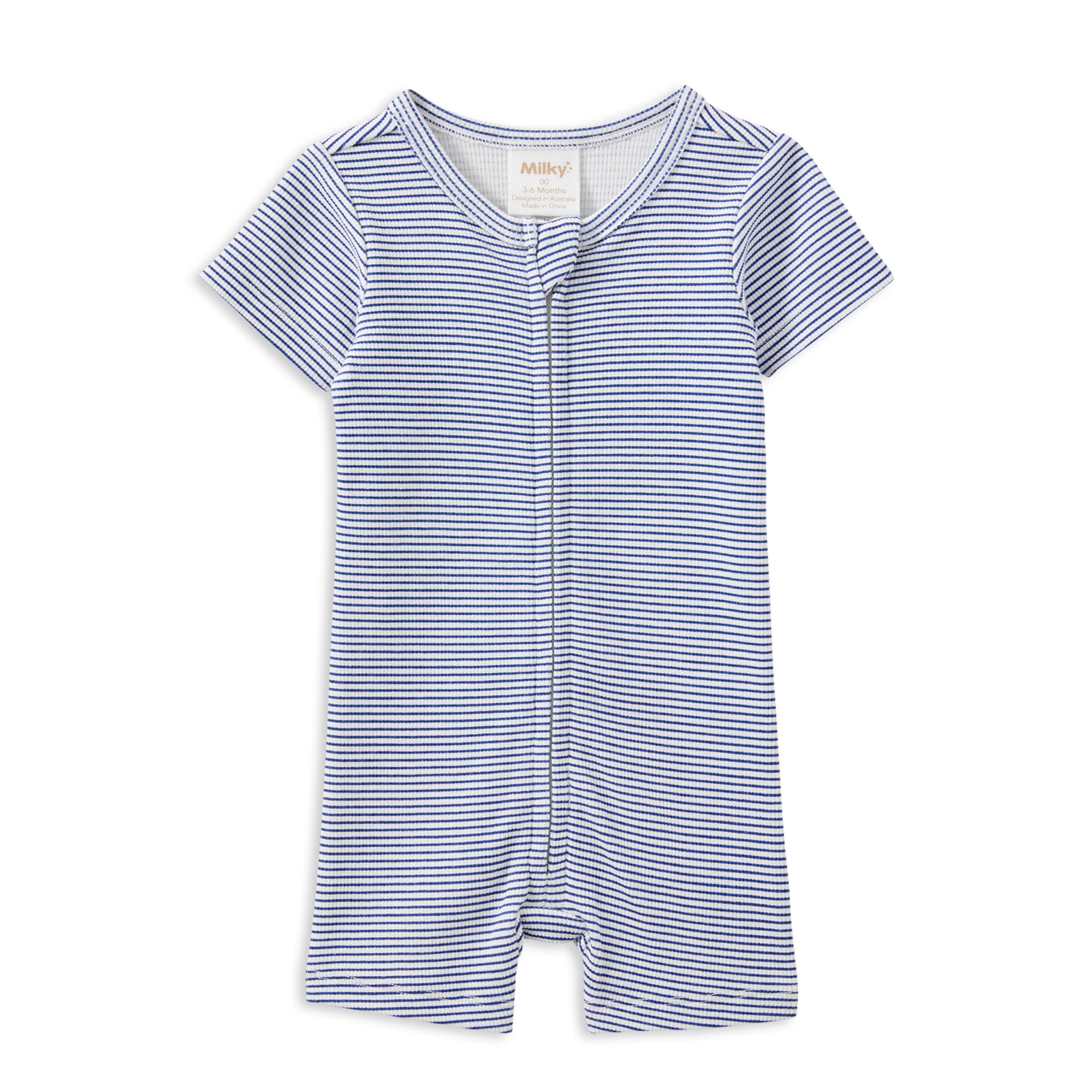 Blue Rib Zip Romper