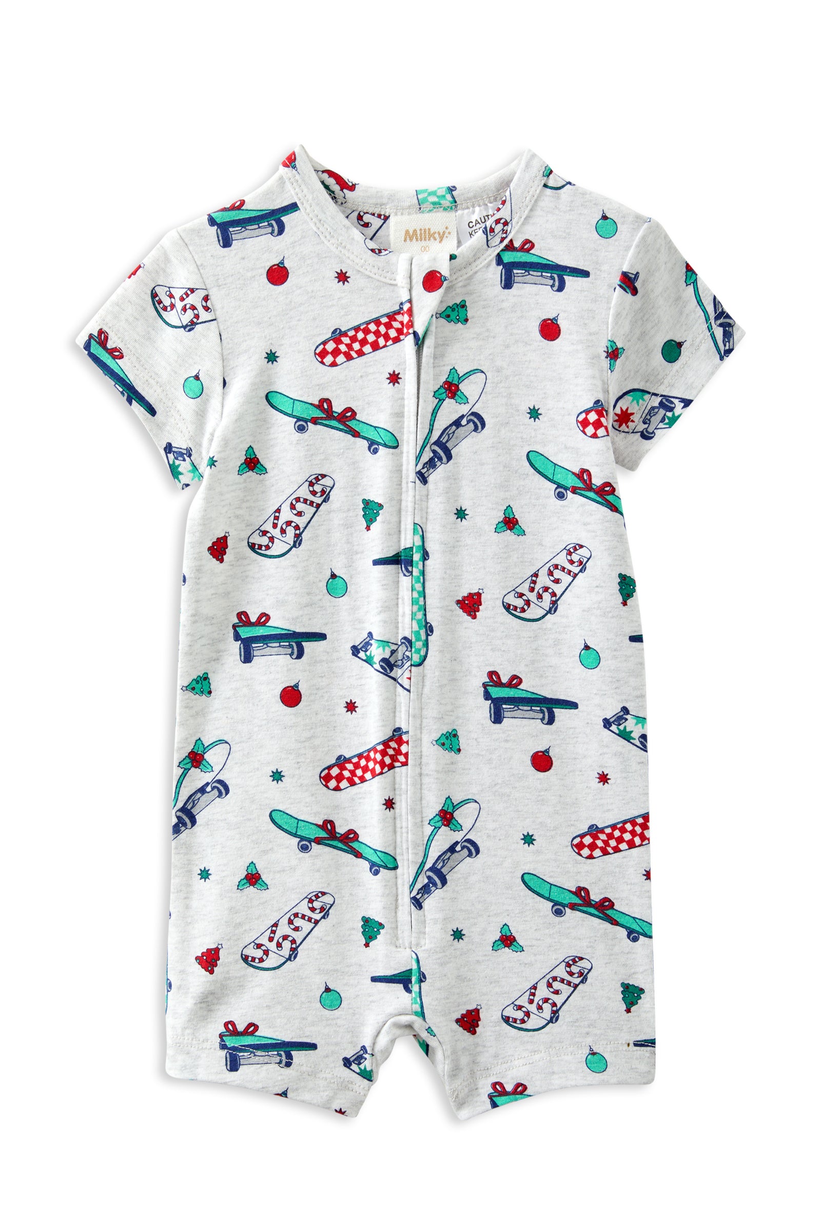 Christmas Skate Zip Romper