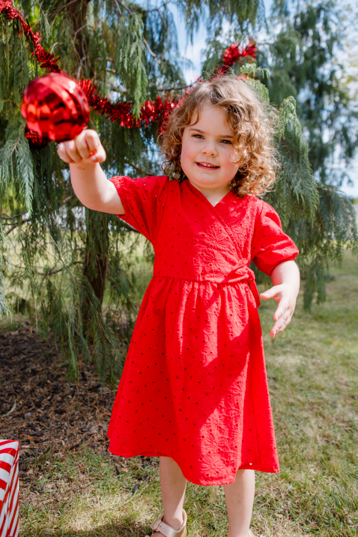 Red Broderie Dress