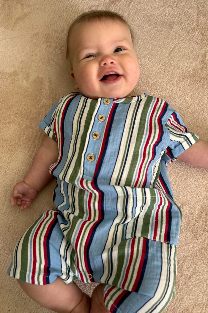 Crinkle Stripe Romper