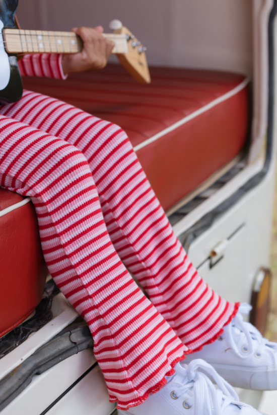 Stripe Waffle Flared Legging