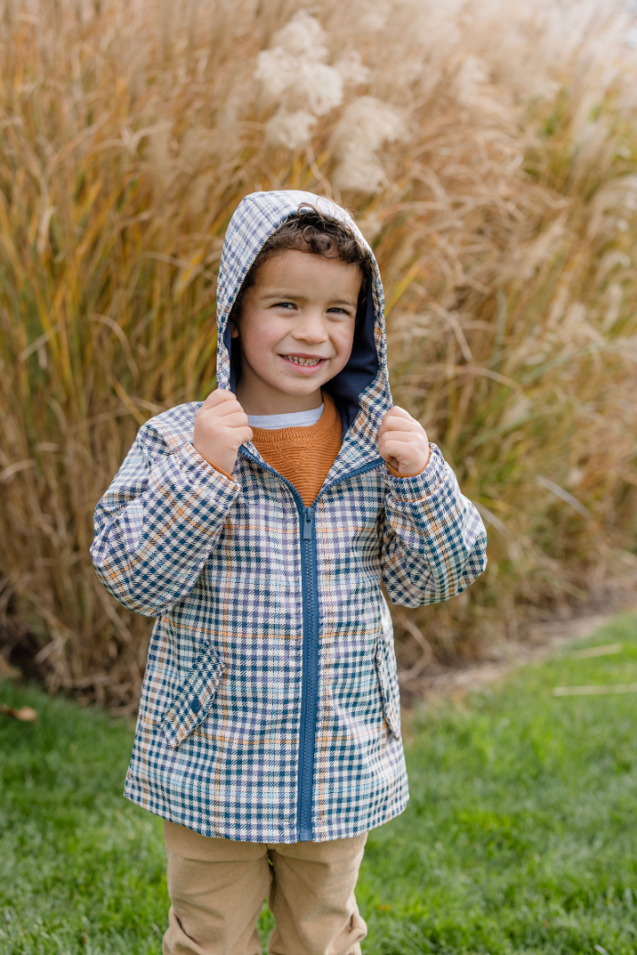 Checkered rain jacket discount