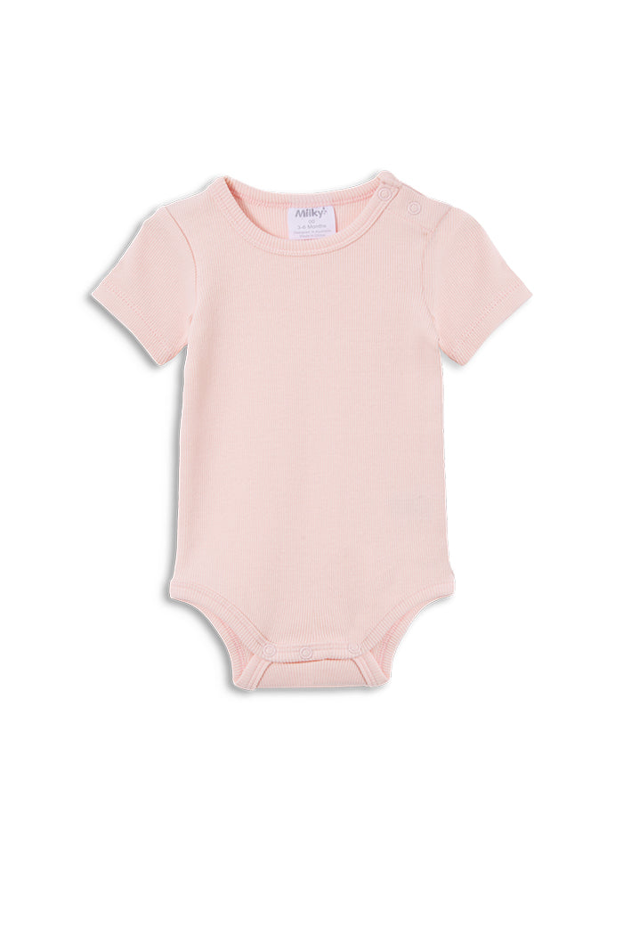 Powder Pink SS Rib Bubbysuit