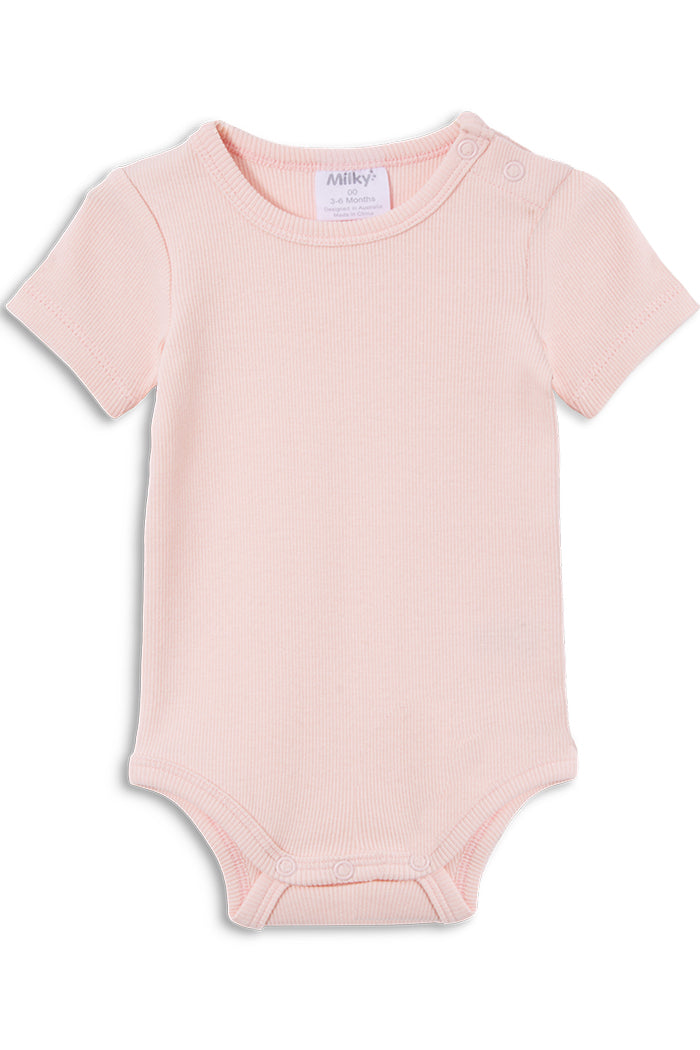 Powder Pink SS Rib Bubbysuit