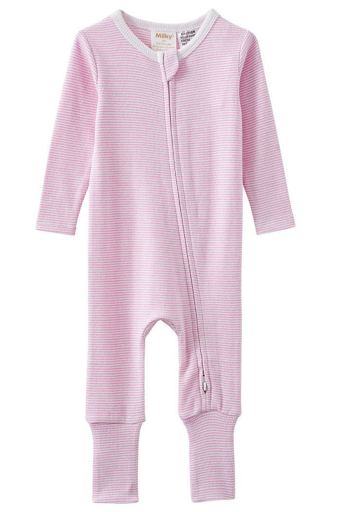 Pink Stripe Zip Romper