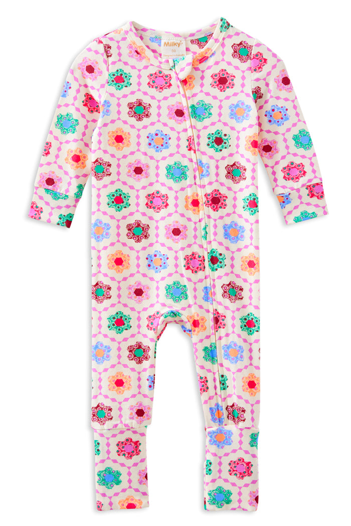 Honeycomb Bloom Zip Romper