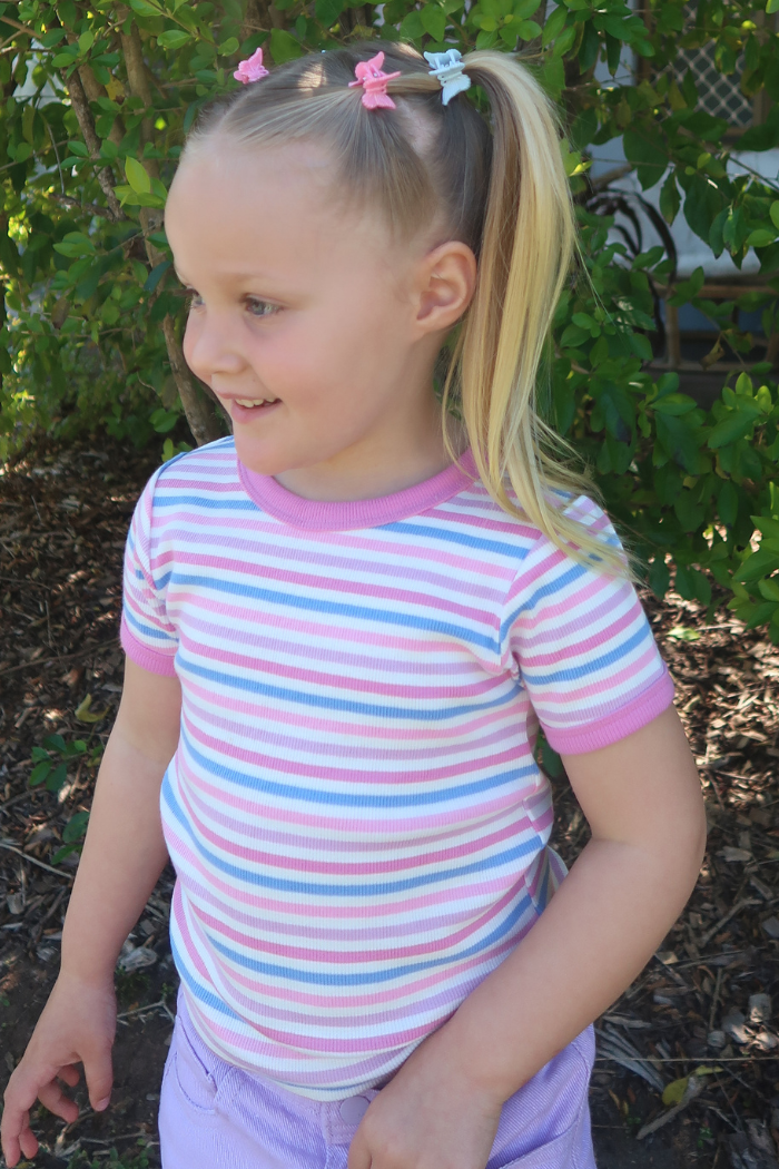 Pretty Pink Stripe Rib Tee