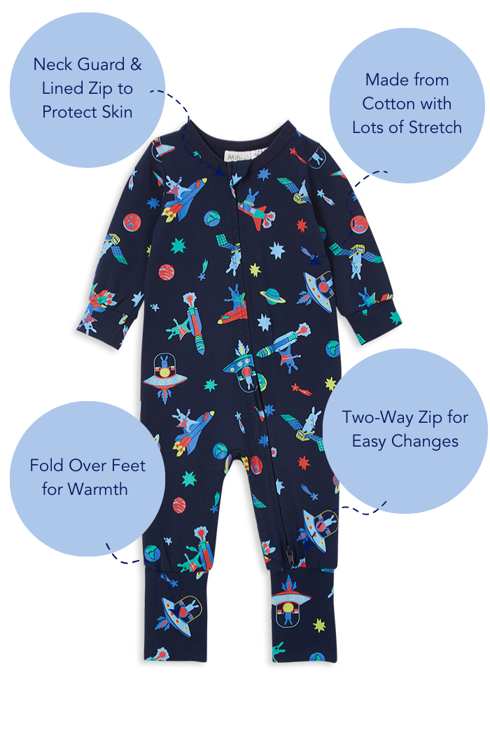 Space Bunny Zip Romper